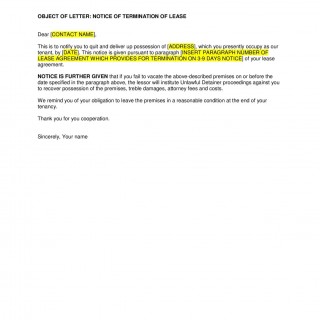 Landlord lease termination letter Landlord lease termination letter