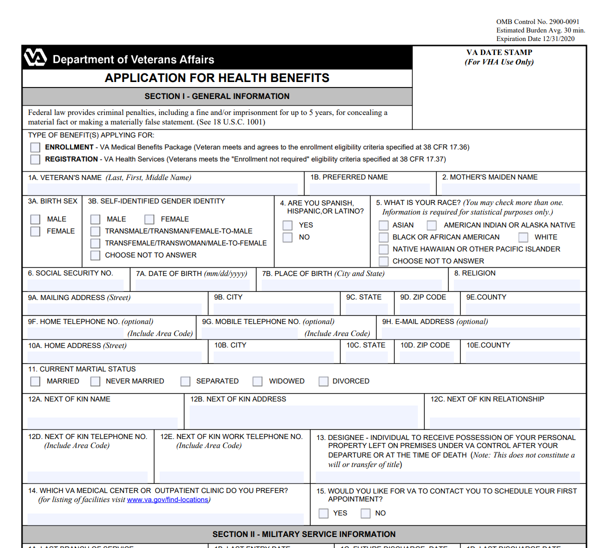 VA Form 1010EZ. Application for Health Benefits Forms Docs 2023