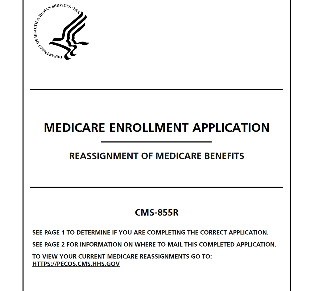 medicare reassignment of benefits application