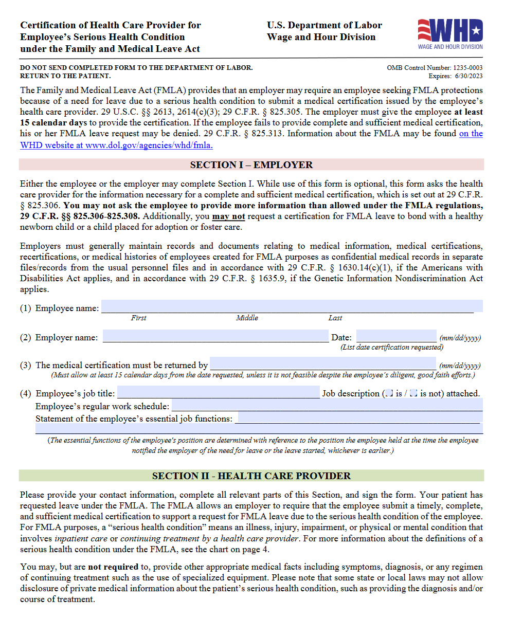 Leave Application Form WH380E and WH380F Forms Docs 2023