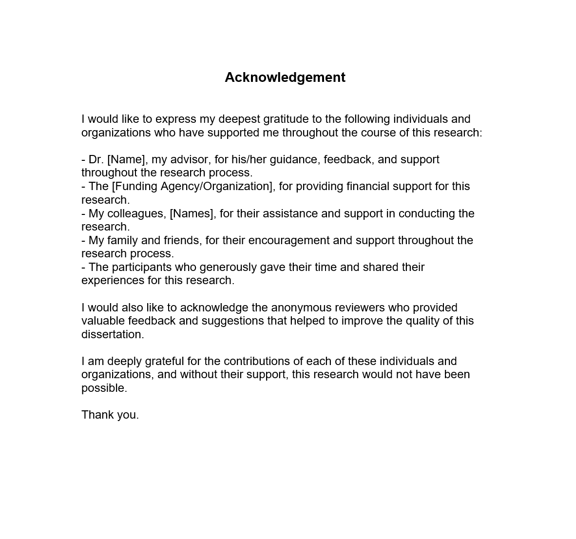 how to write an acknowledgement for a dissertation