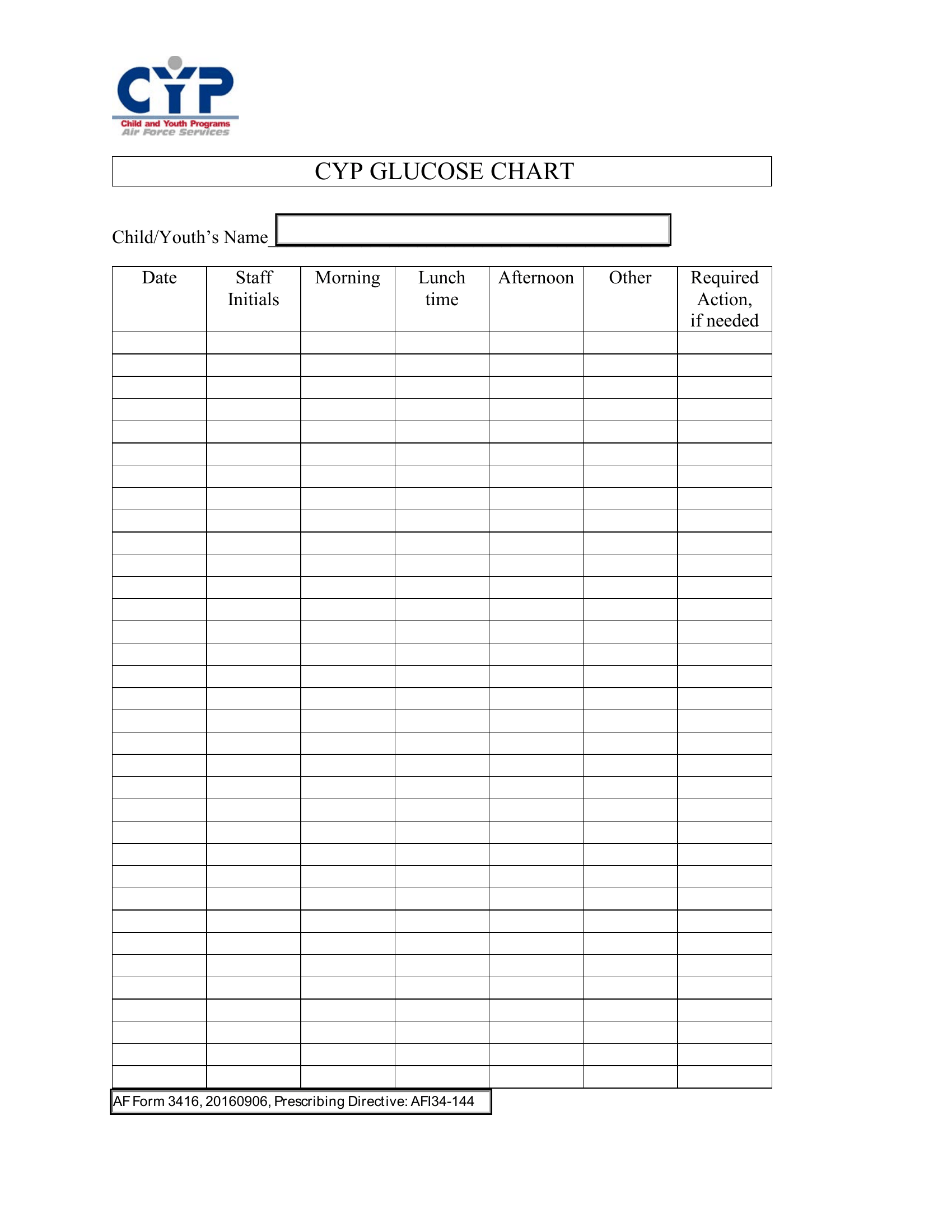 AF Form 3416 AF Child And Youth Blood Glucose Chart Forms Docs 2023