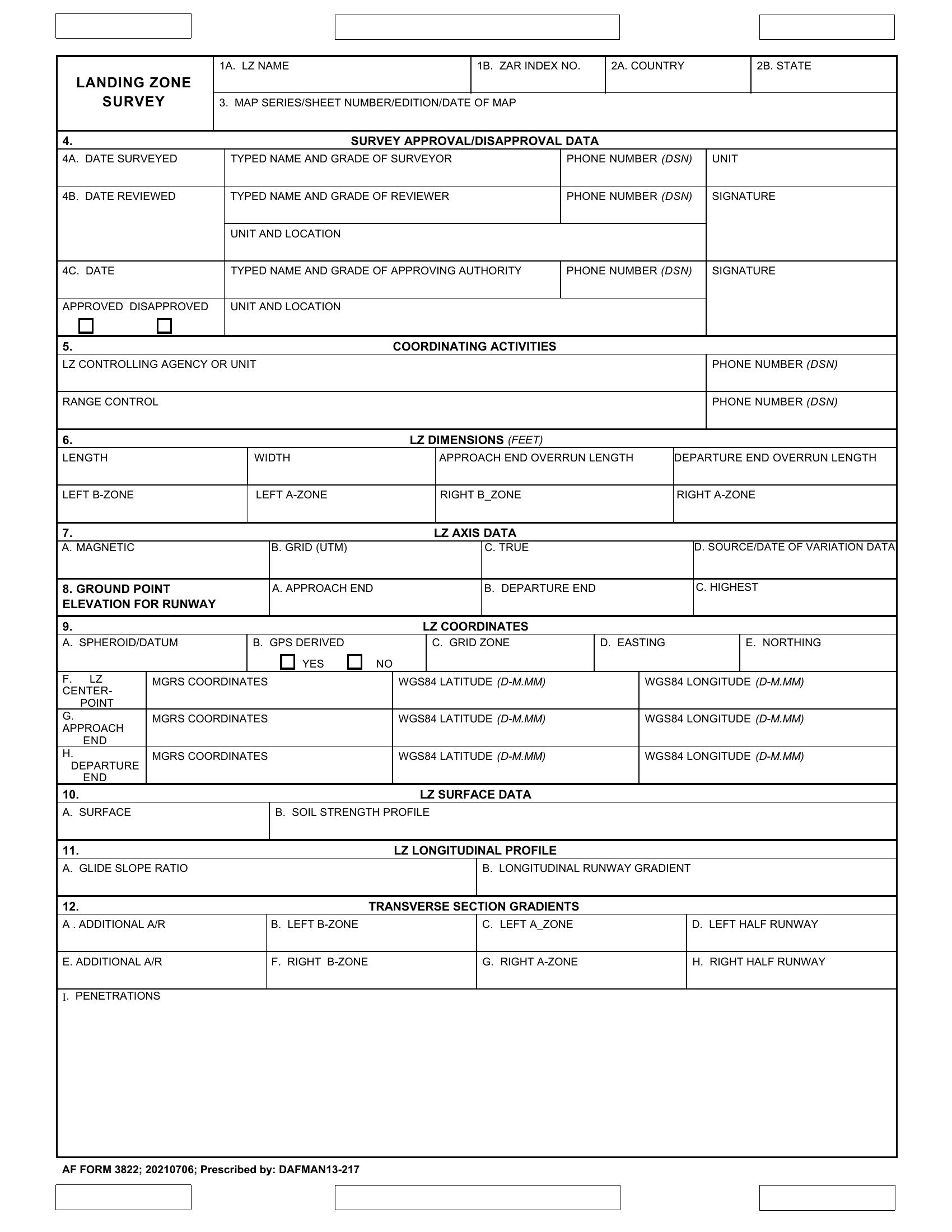 AF Form 3822 - Landing Zone Survey | Forms - Docs - 2023