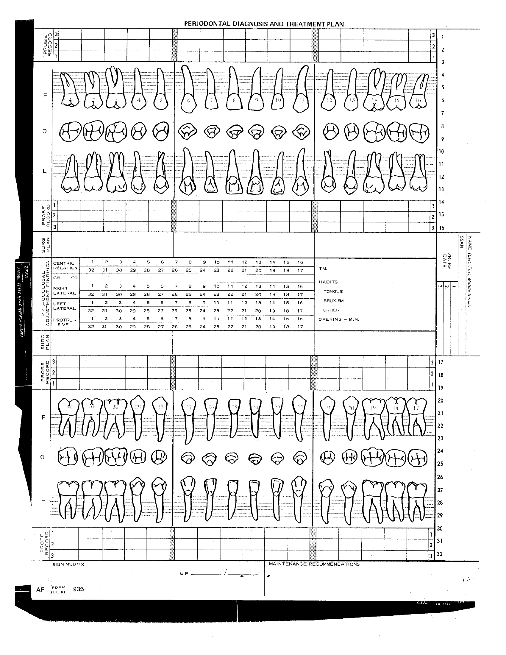 AF Form 935 Periodontal Diagnosis And Treatment Plan Forms Docs