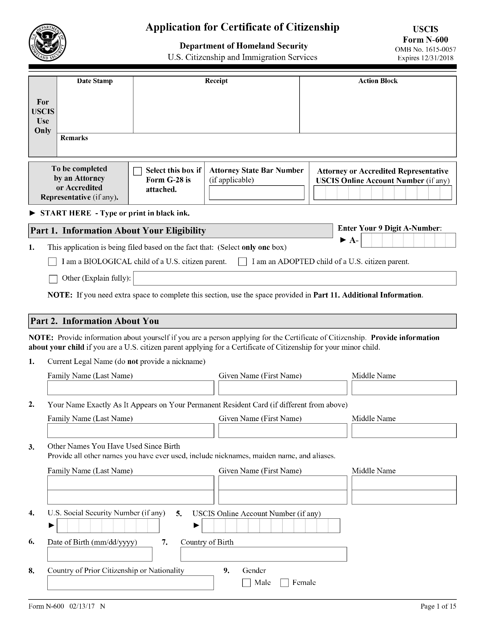 Form N 600 Application For Certificate Of Citizenship Forms Docs 2023 4106