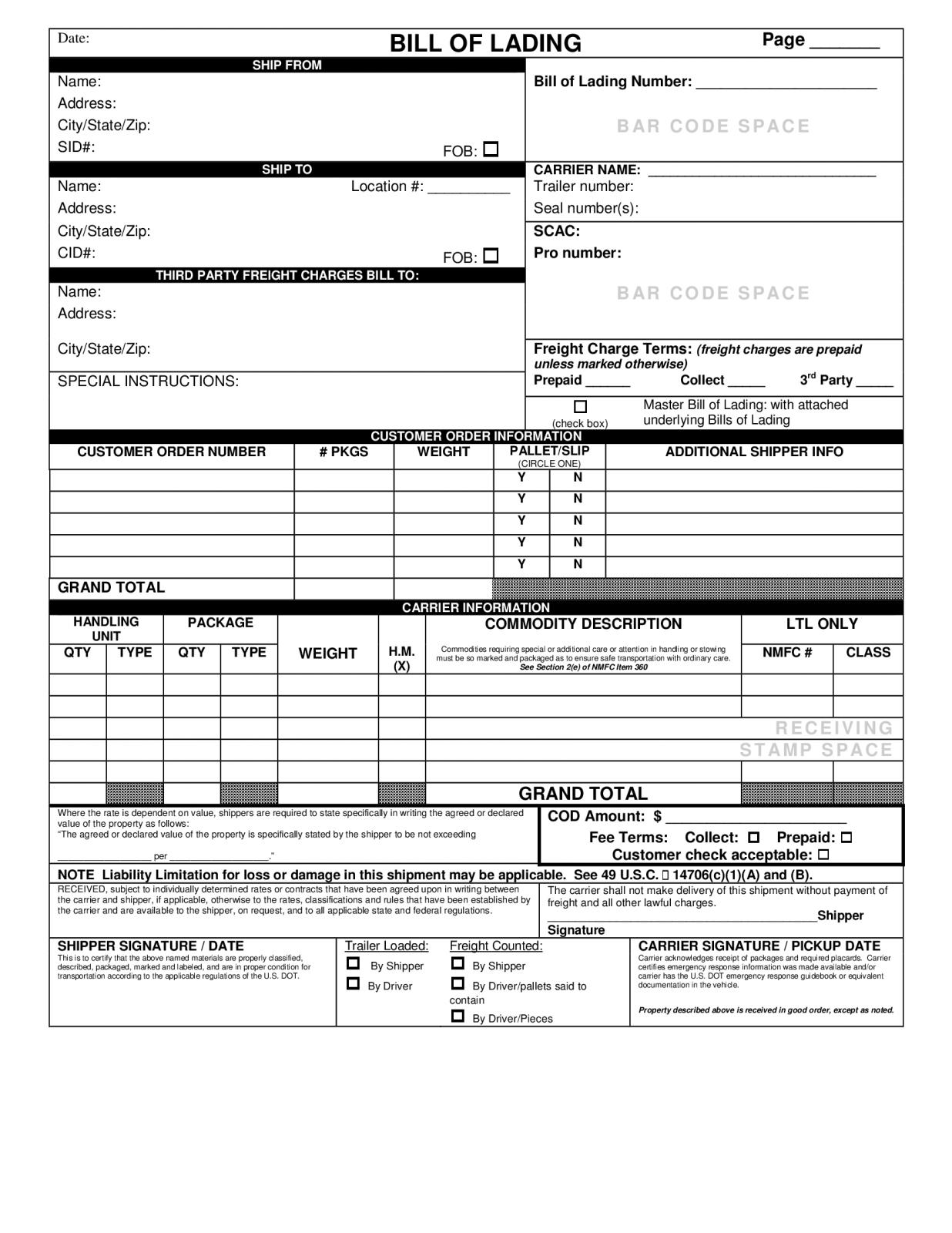 Bill Of Lading Blanker Org