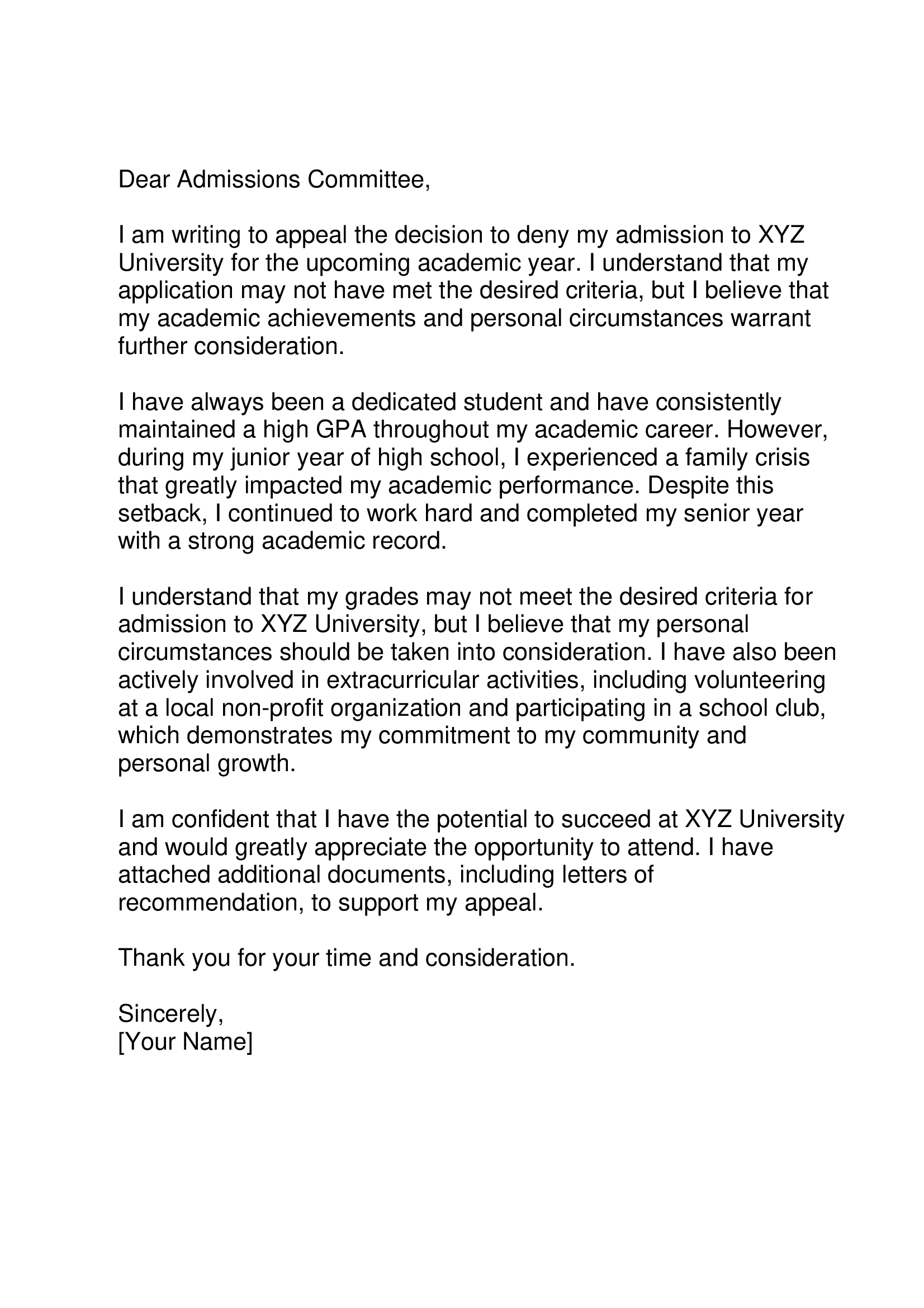 College Appeal Letter Forms Docs 2023