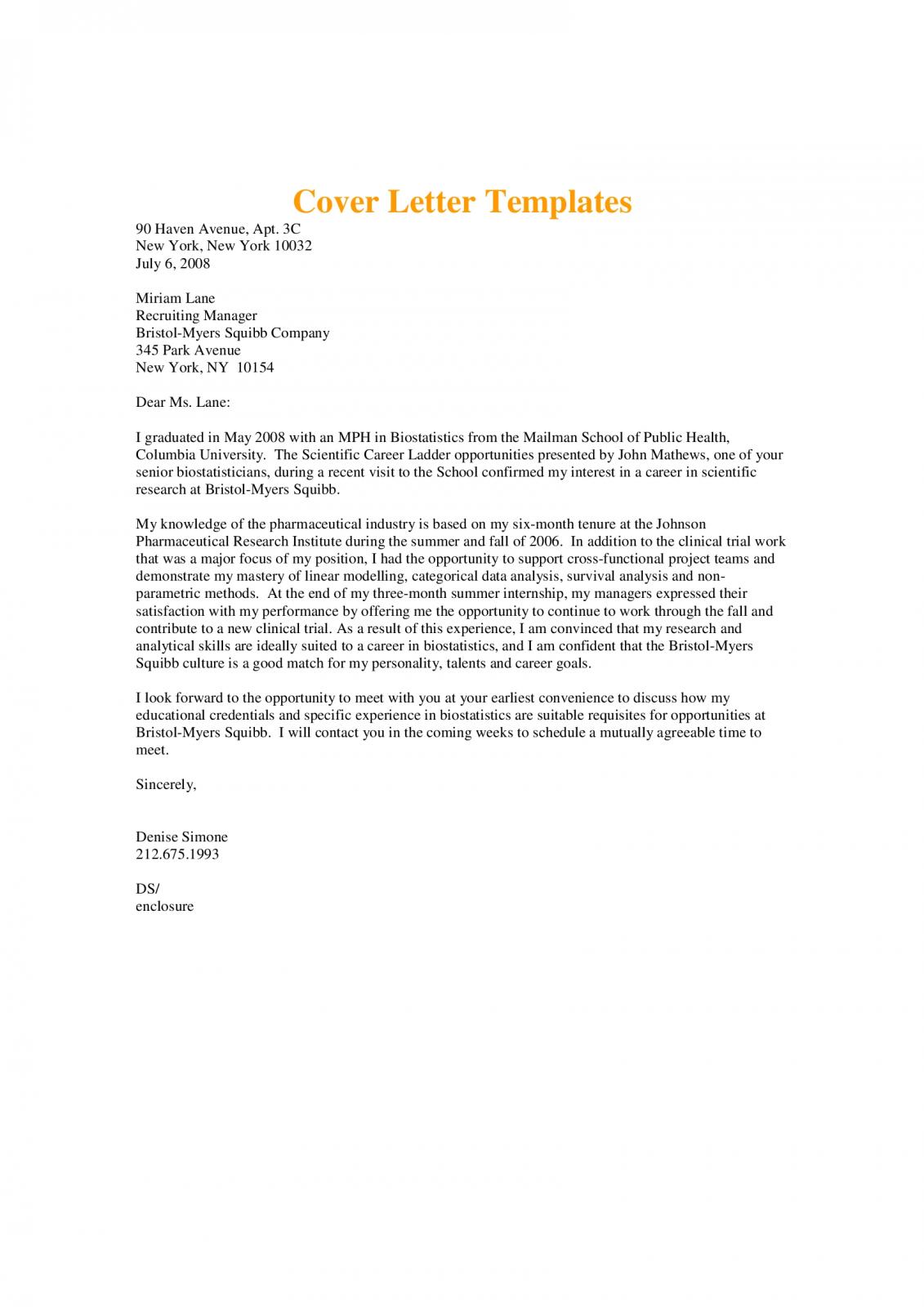 what is re in a cover letter
