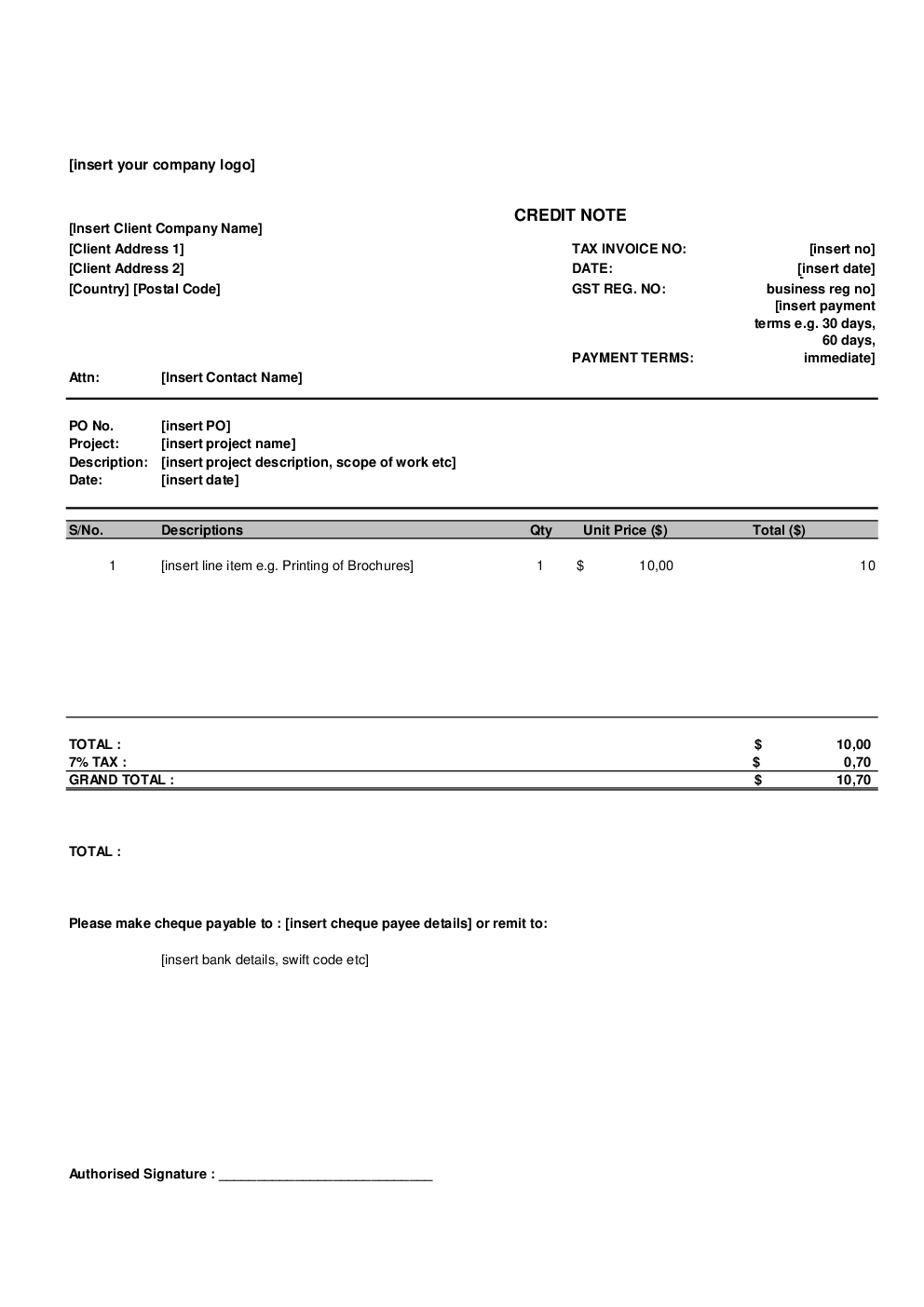 Credit Note Given By Supplier