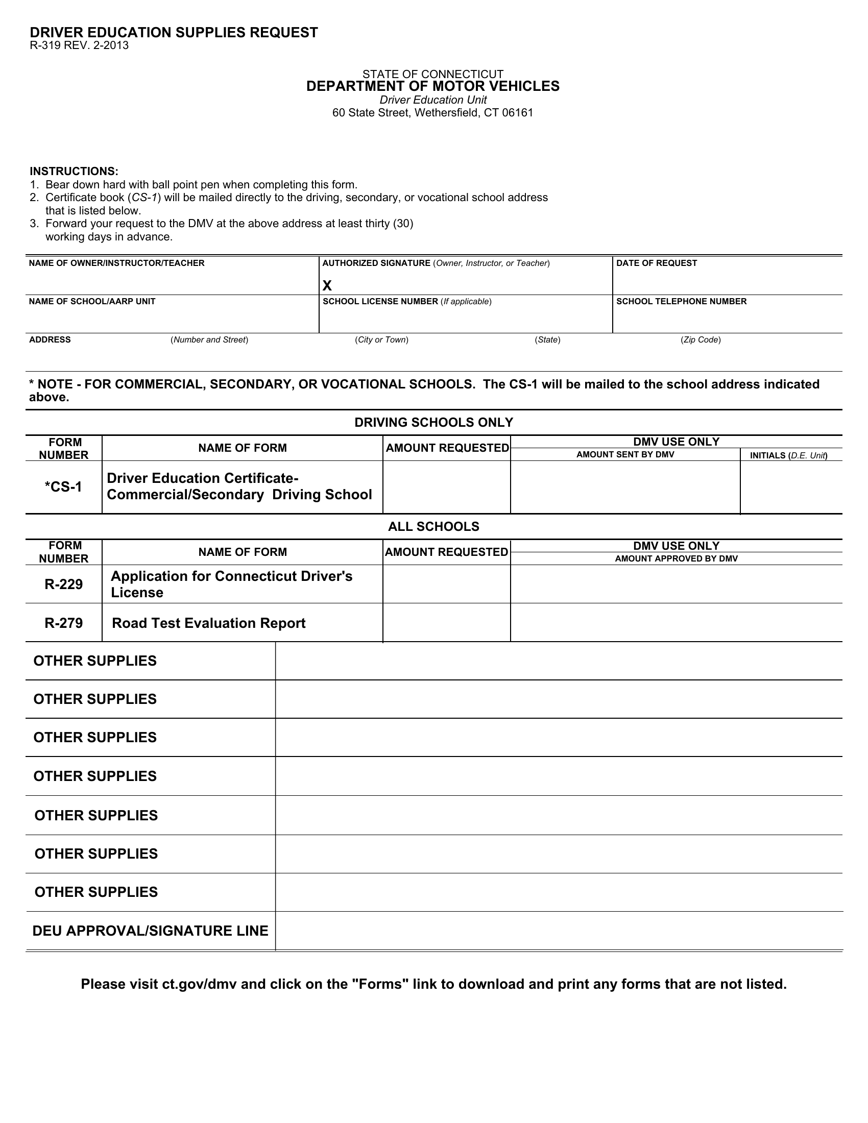 Insurance Binder Request Form Template