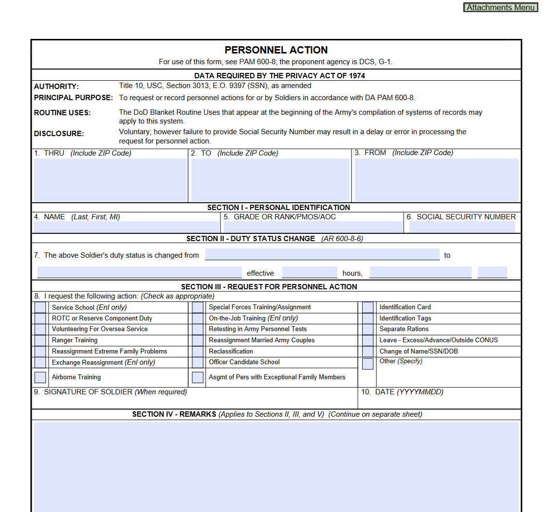 DA Form 4187. Personnel Action Form | Forms - Docs - 2023