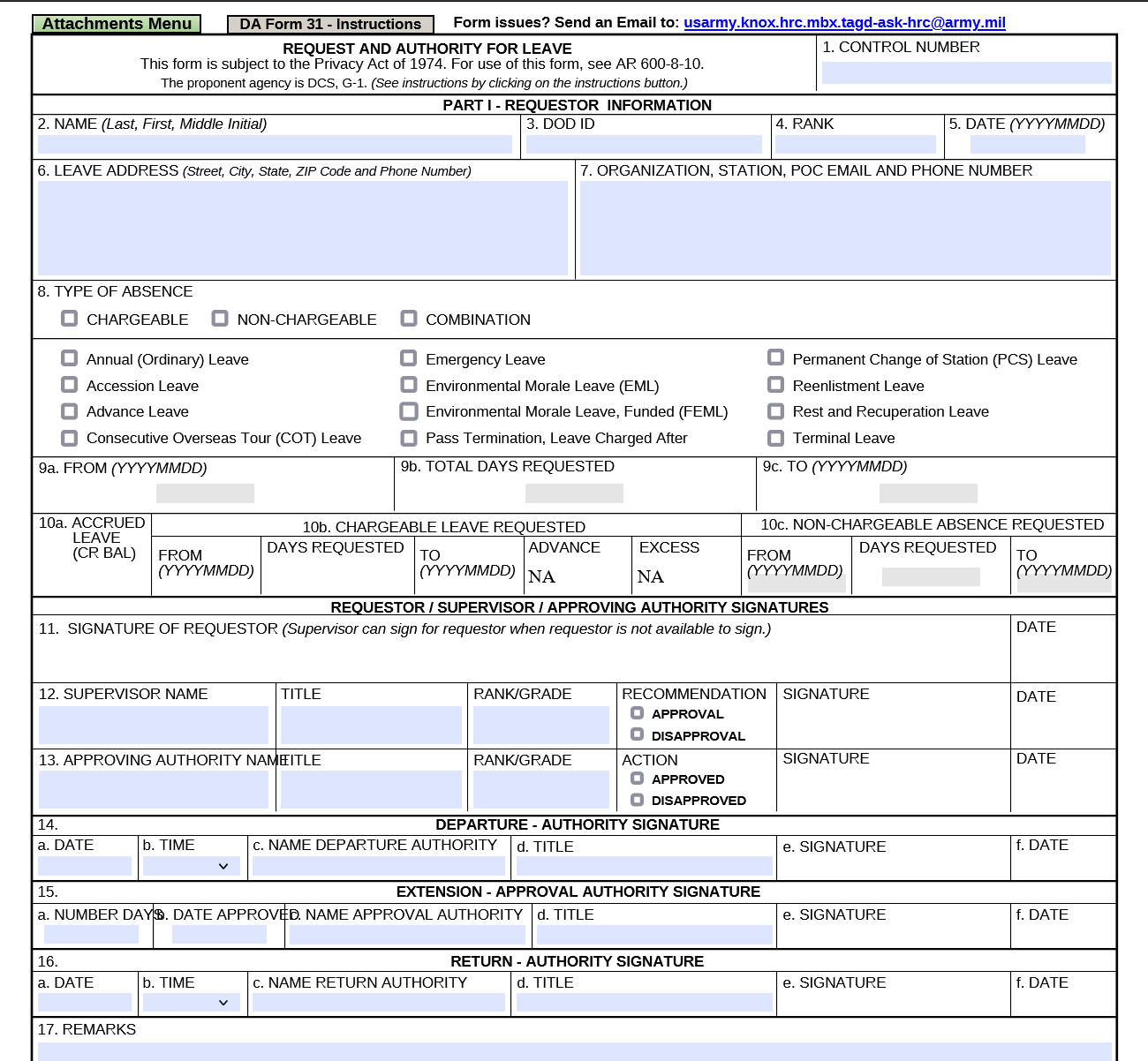 Da Form 31 Request And Authority For Leave Forms Docs 2023 9147