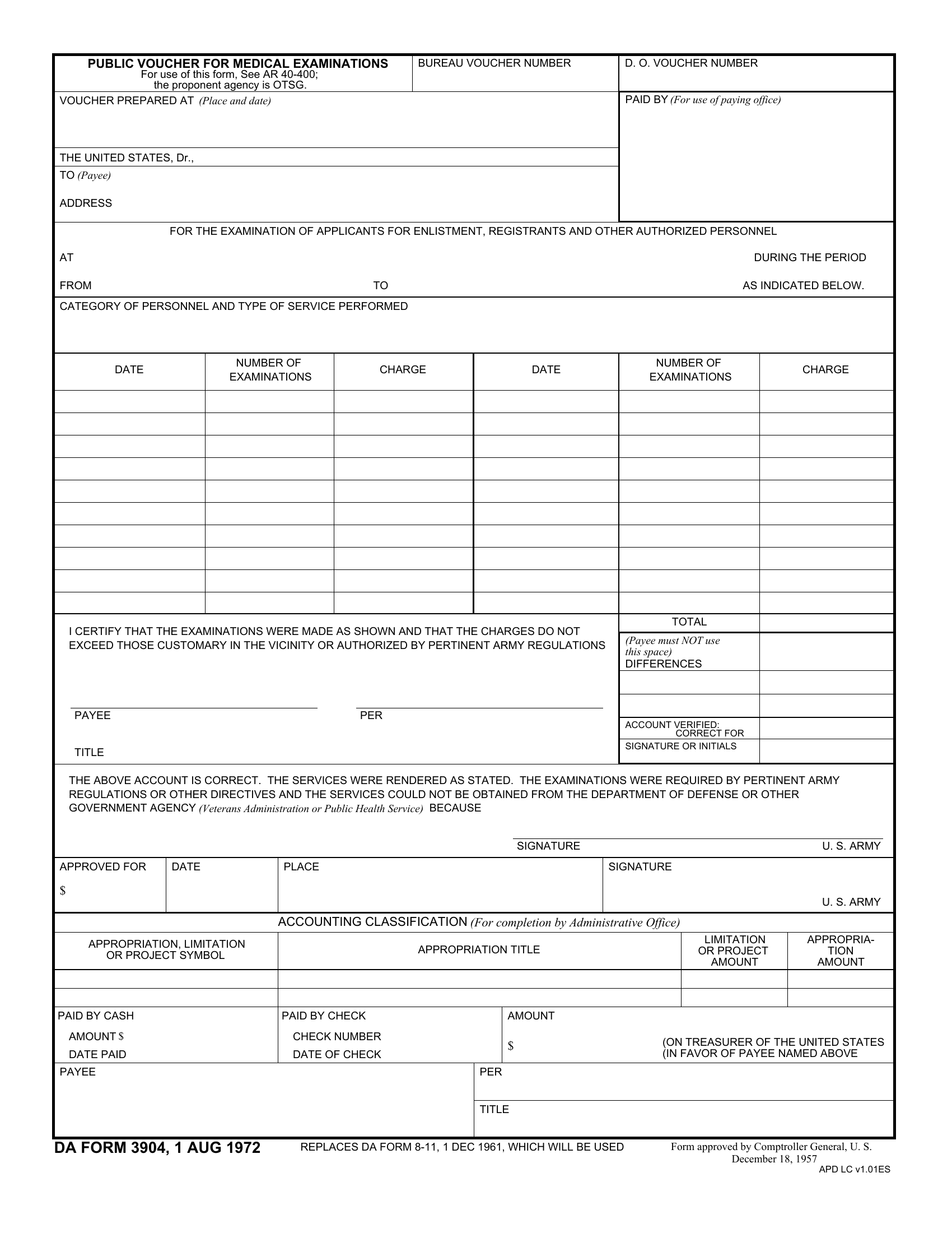 DA Form 3904. Public Voucher for Medical Examination | Forms - Docs - 2023