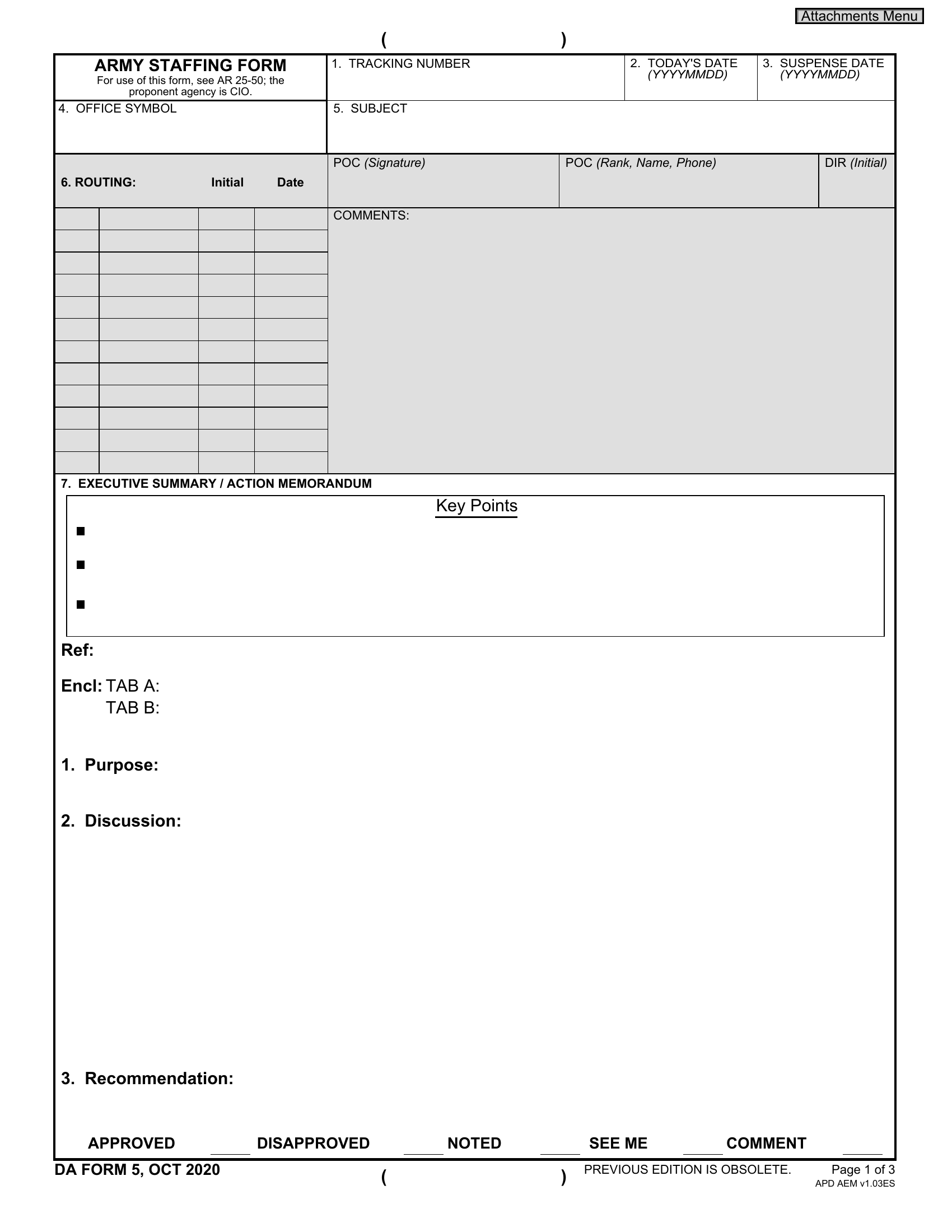 DA Form 5. Army Staffing Form | Forms - Docs - 2023