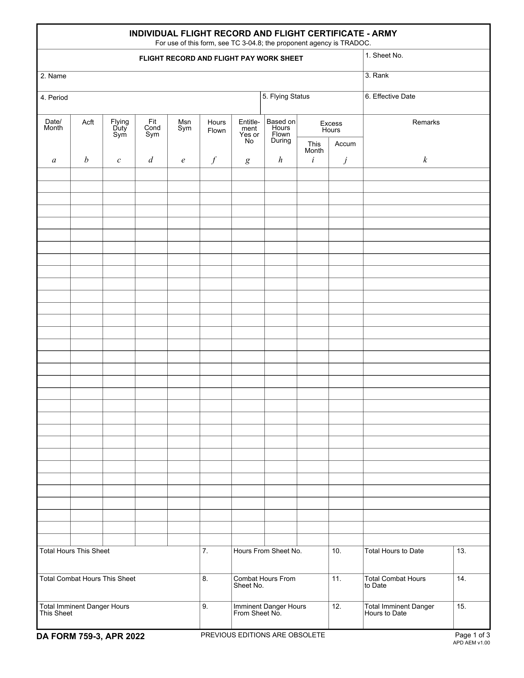 Da Form 759 Fillable Printable Forms Free Online Da Form 759 Fillable Printable Forms Free Online