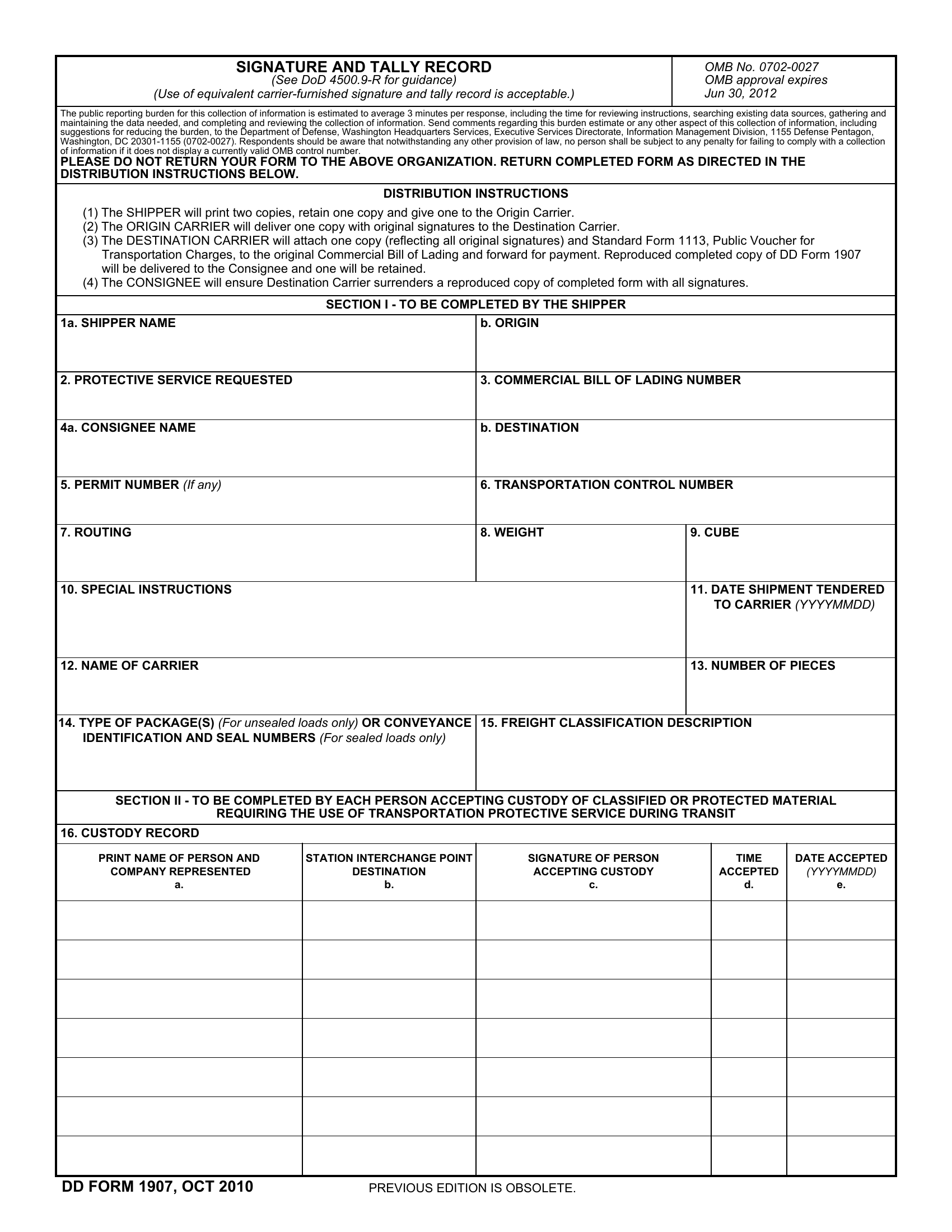 DD Form 1907 Signature And Tally Record Forms Docs 2023