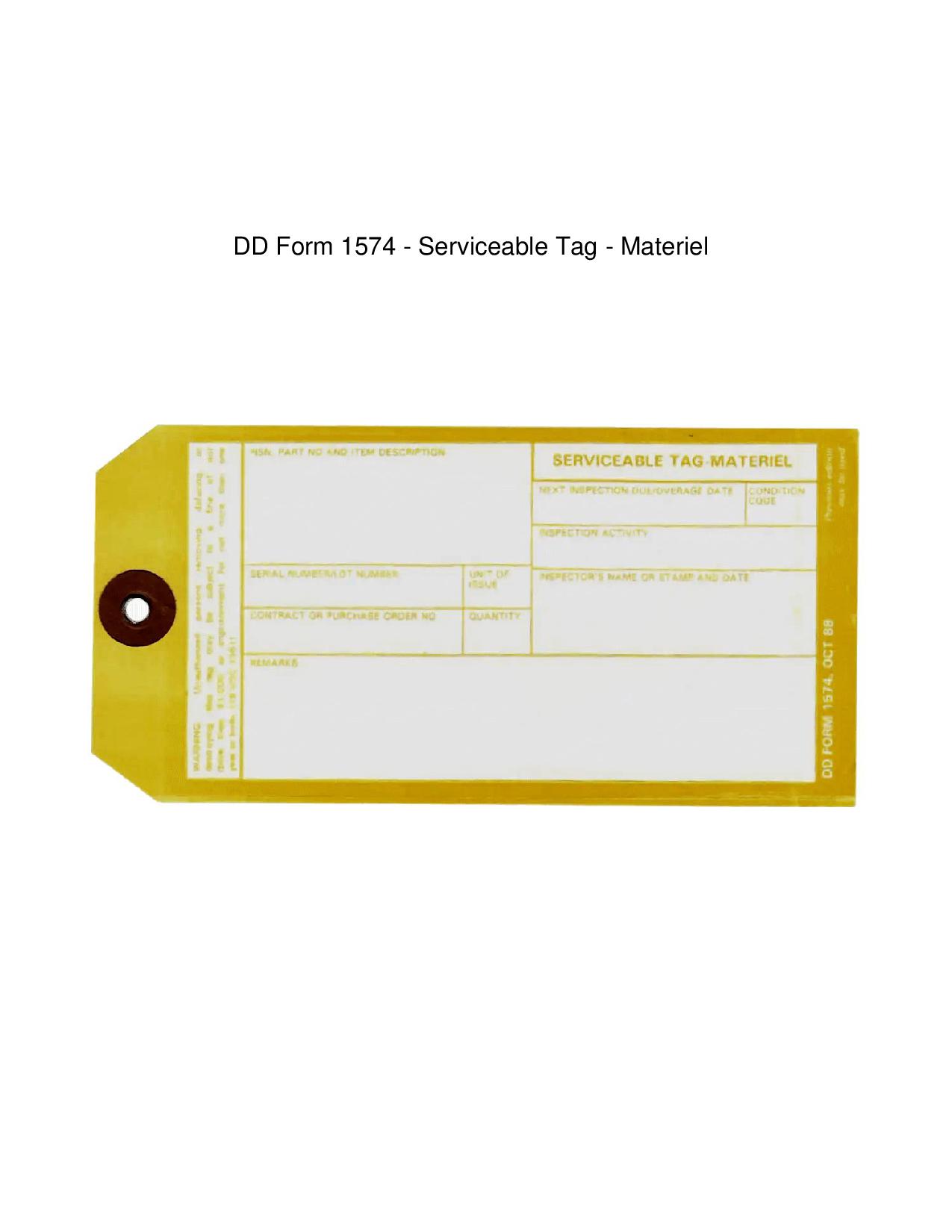 DD Form 1574 Printable Sheets