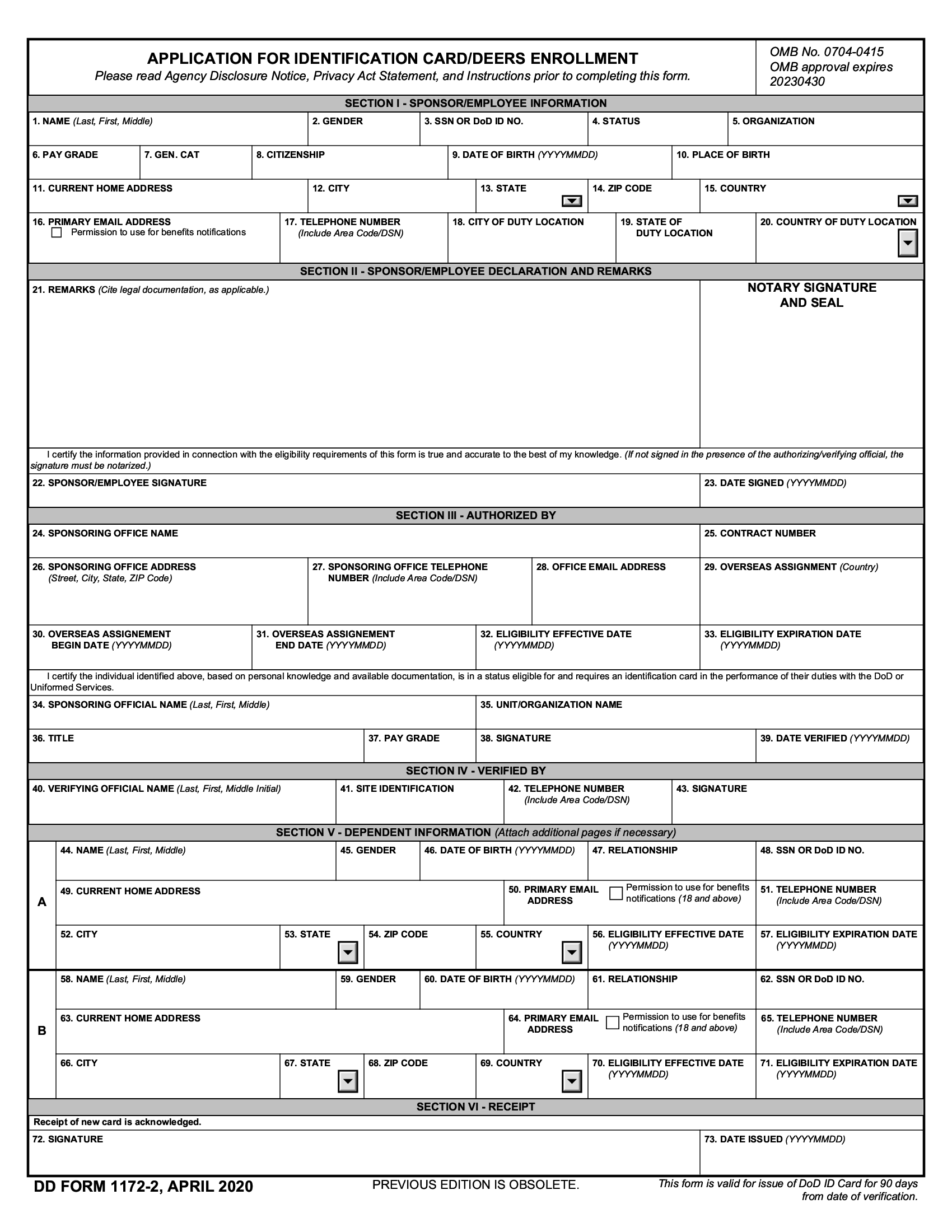 Dd Form Dd Form Fillable Application For Identification Card Images And