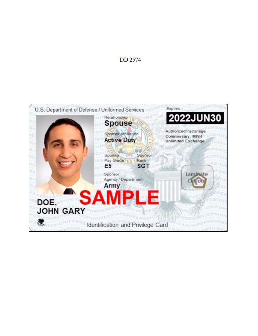 DD Form 2574. Armed Forces Exchange Services Identification and ...