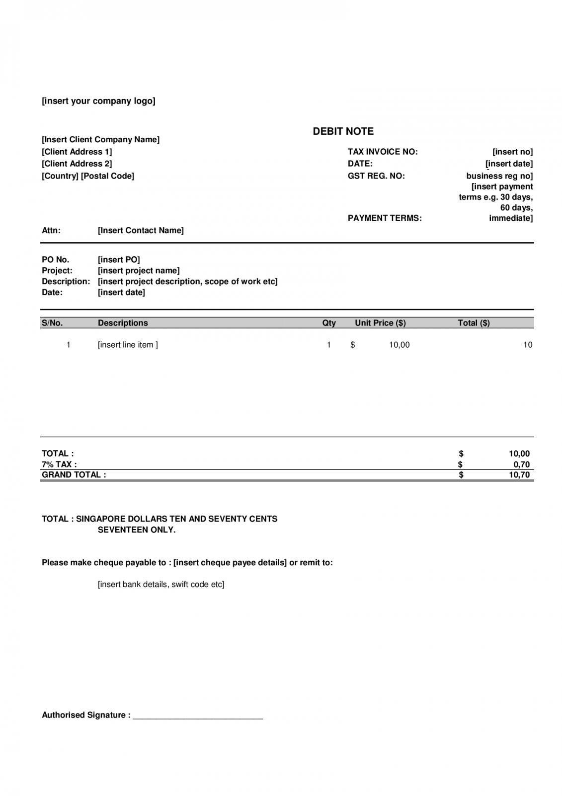 Debit Memo Template from blanker.org