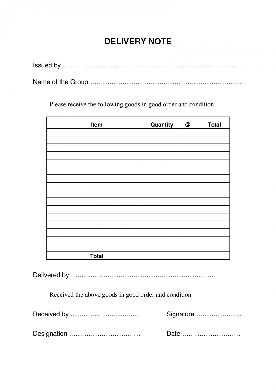 Delivery Note Template