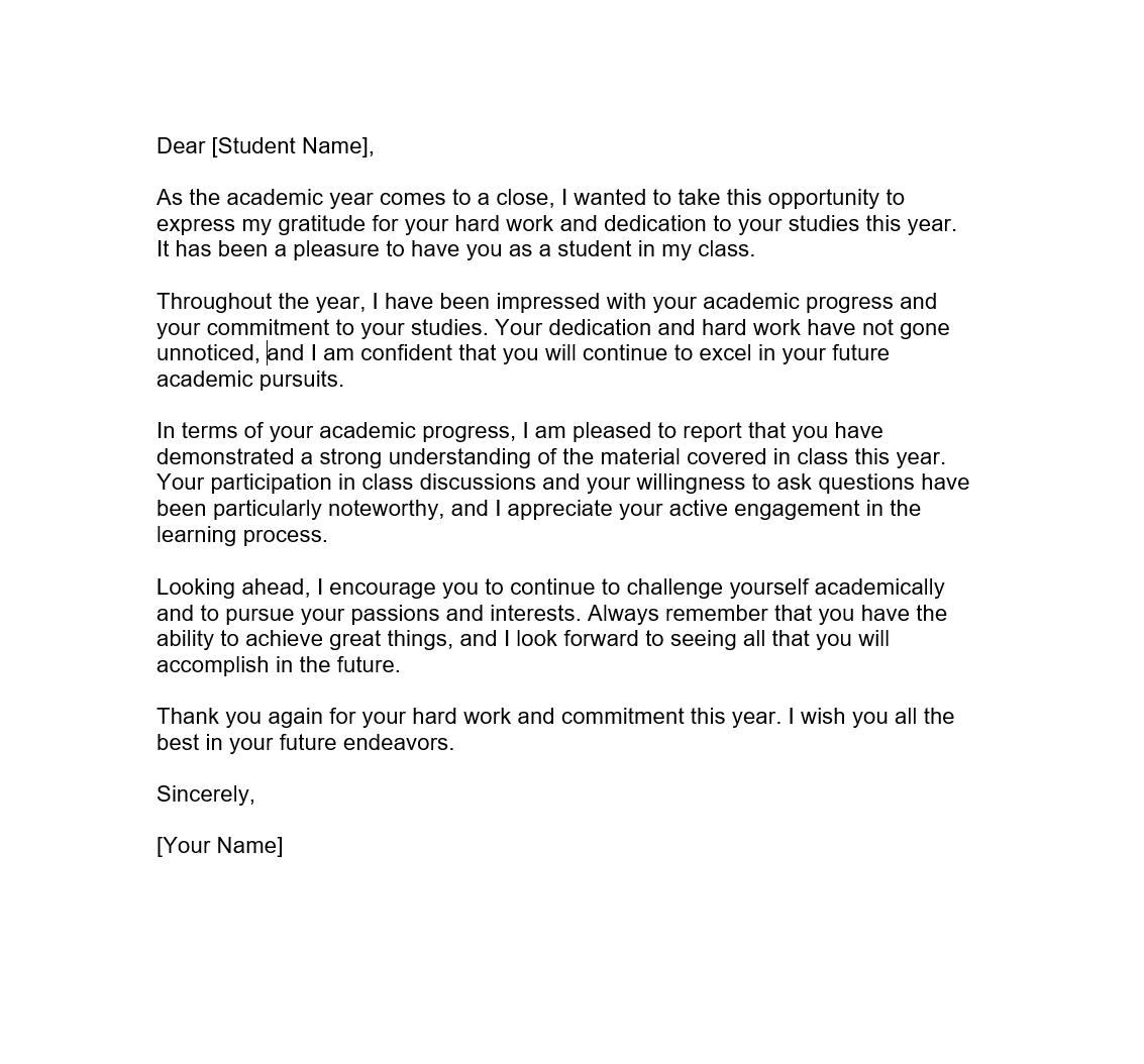 End Of Year Letter To Students Forms Docs 2023
