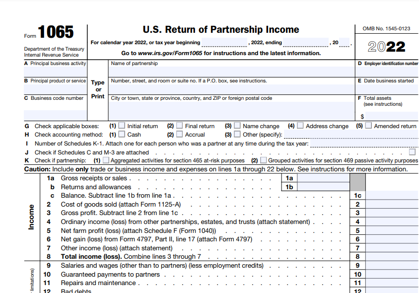 IRS Form 1065 U S Return Of Partnership Income Forms Docs 2023