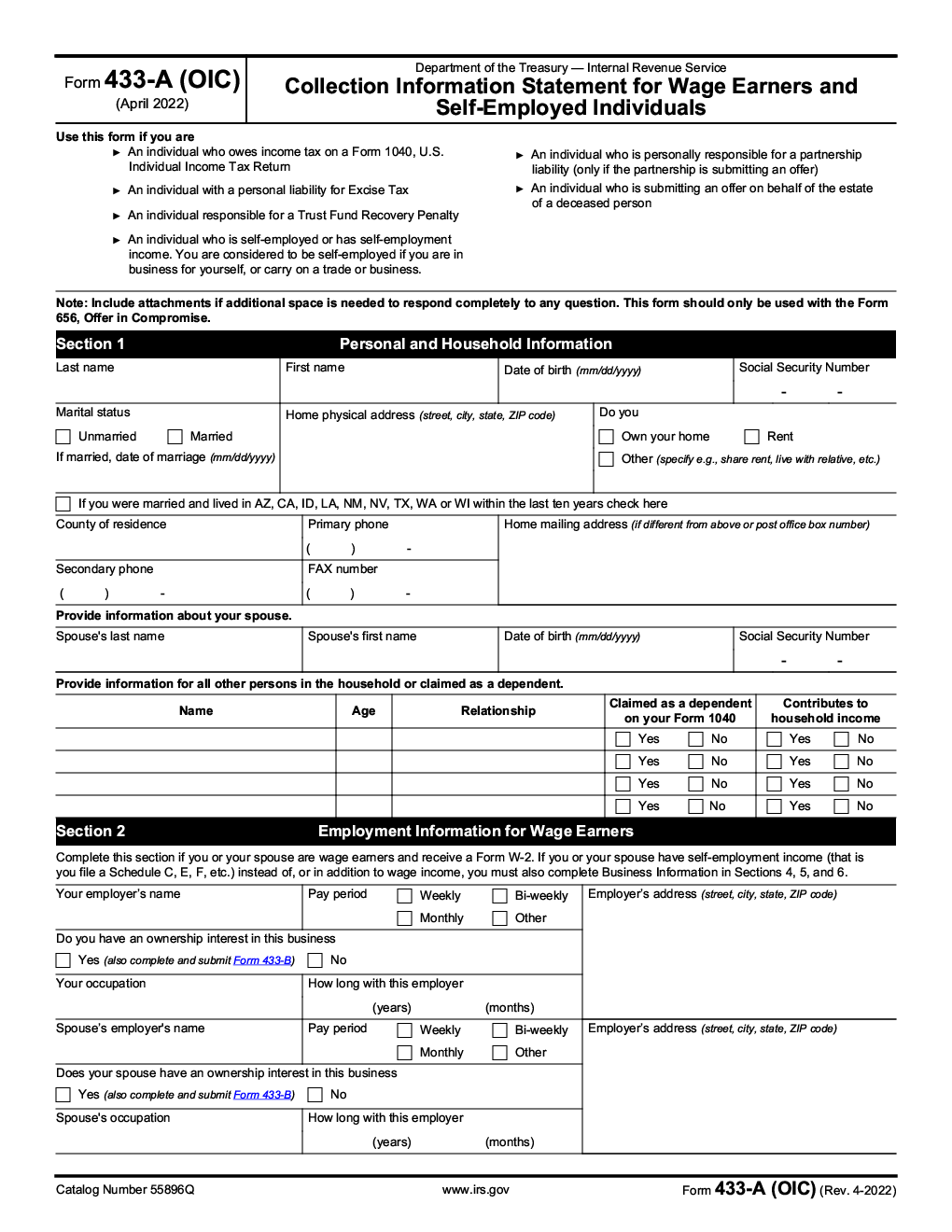 irs-form-433-a-collection-information-statement-for-wage-earners-and