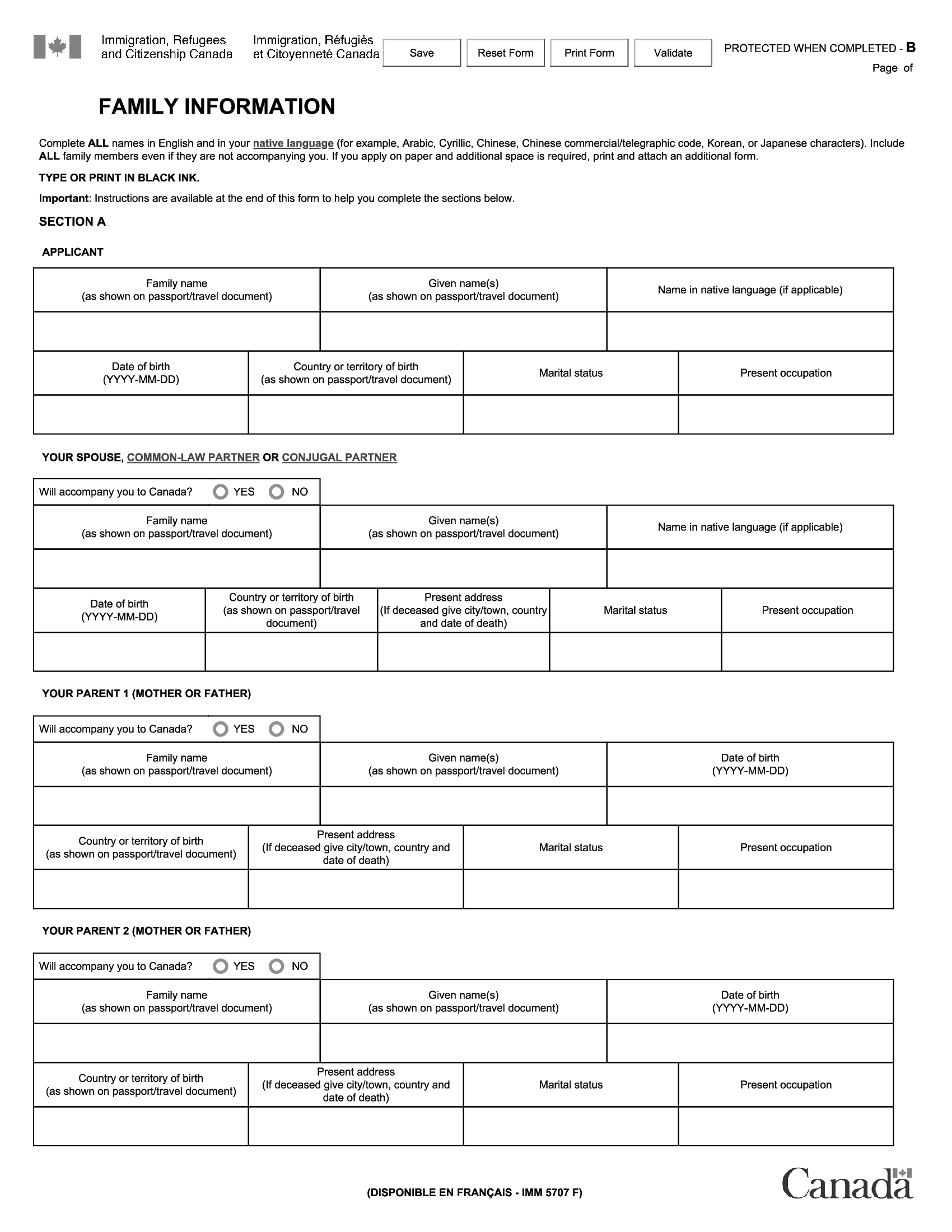 family information form (imm 5707)