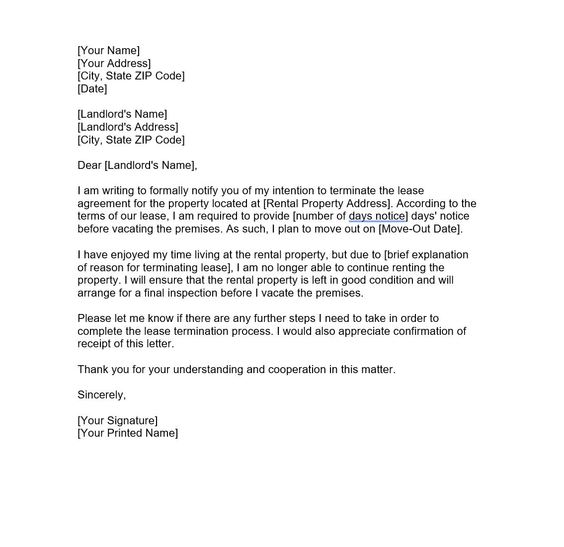 Lease Cancellation Letter Forms Docs 2023