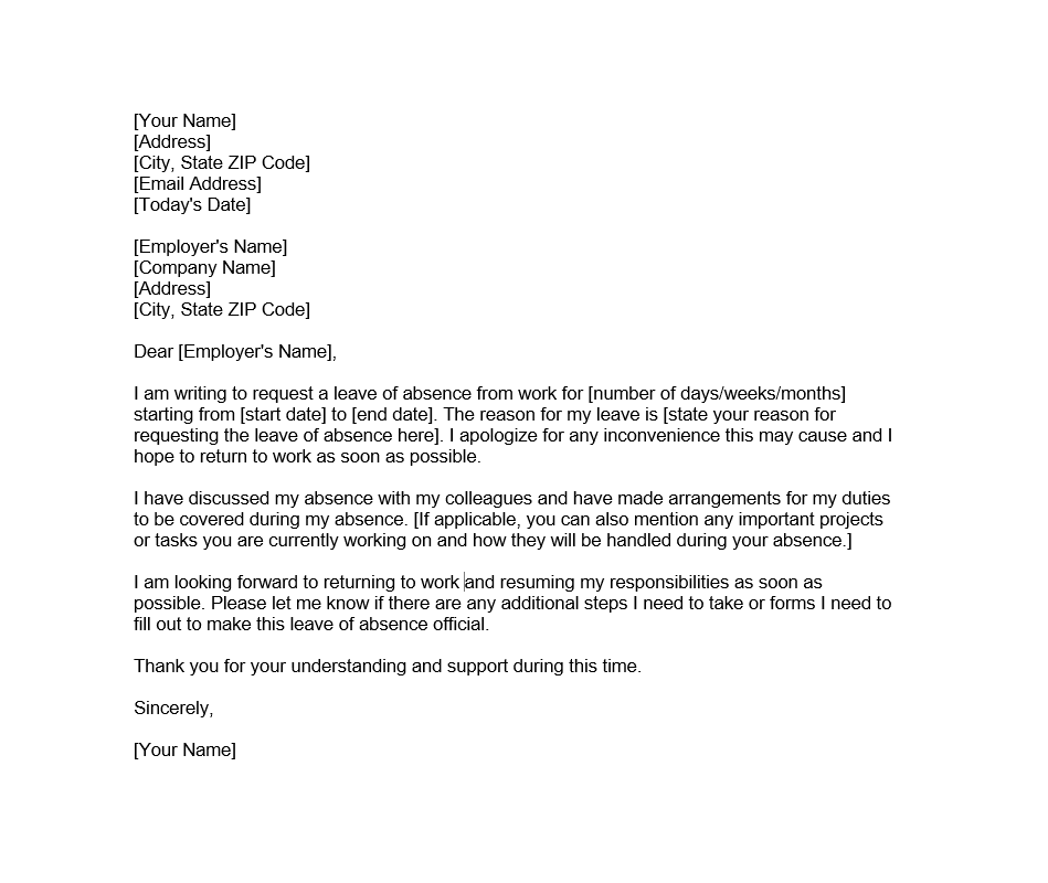 Leave Of Absence Letter Forms Docs 2023
