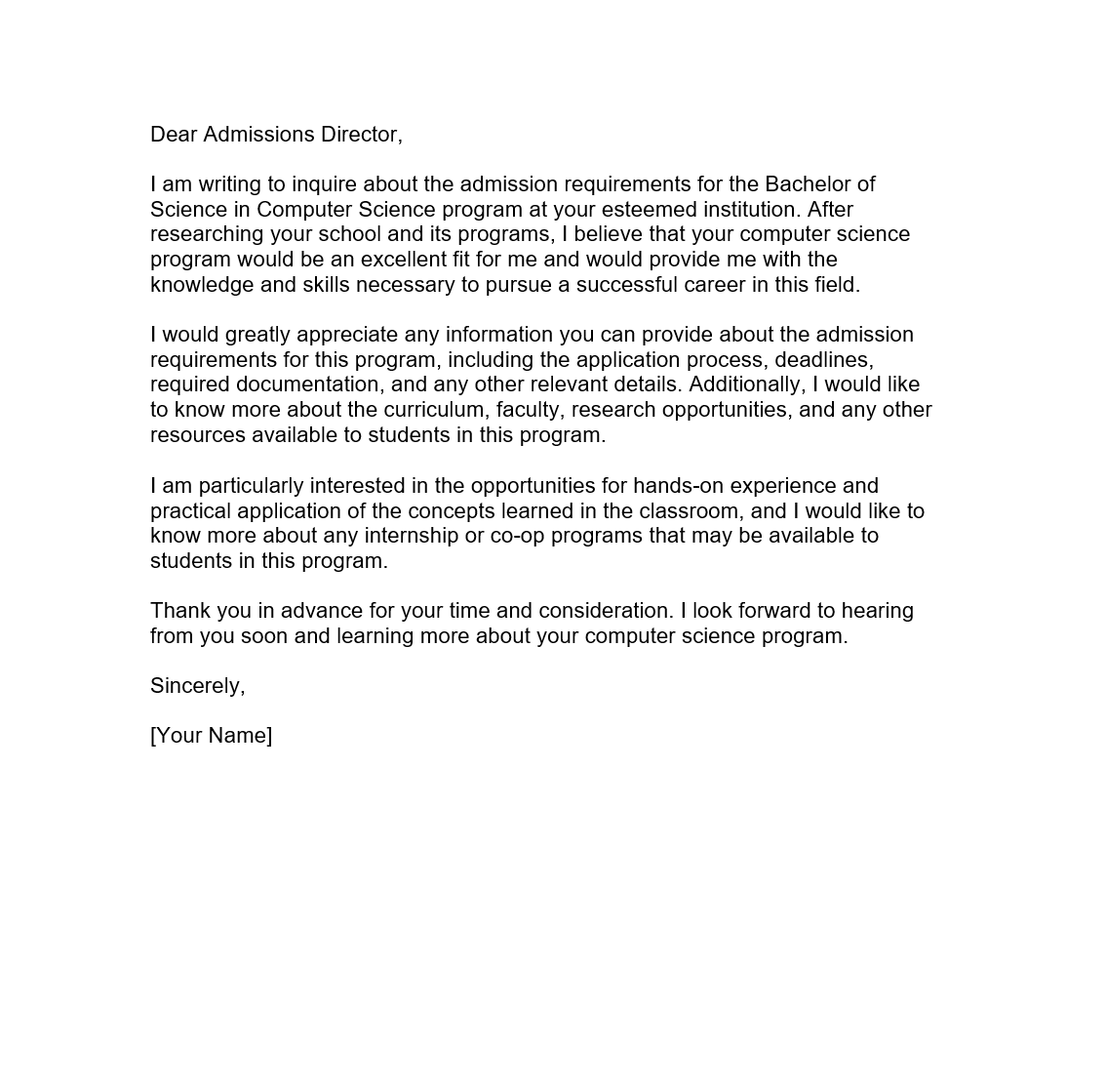 Letter Of Inquiry For Students Forms Docs 2023
