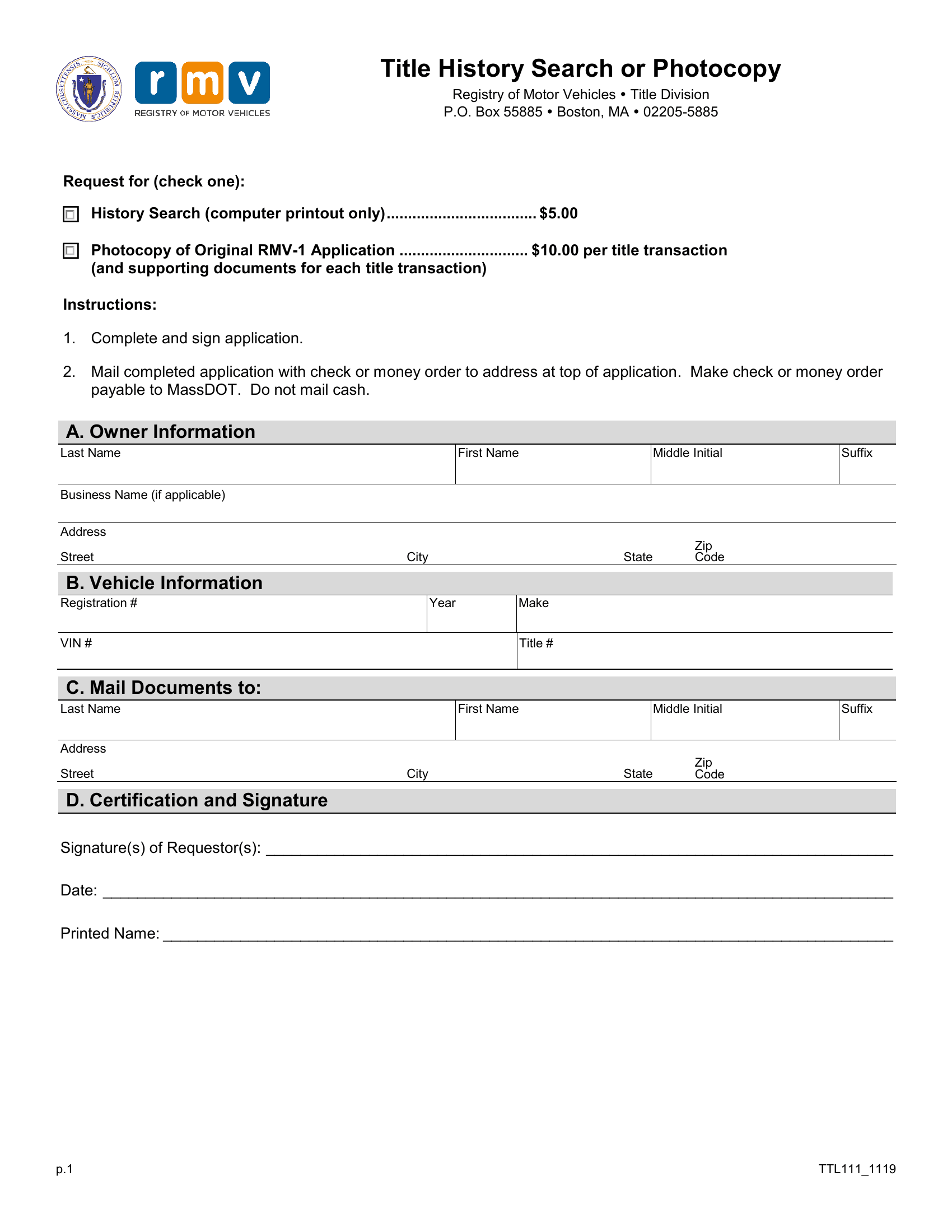 Mass Rmv Title History Search Request Forms Docs 2023 4044