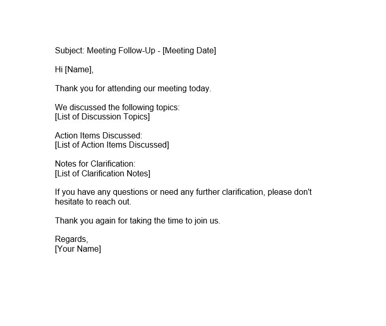 Meeting Follow Up Email Forms Docs 2023