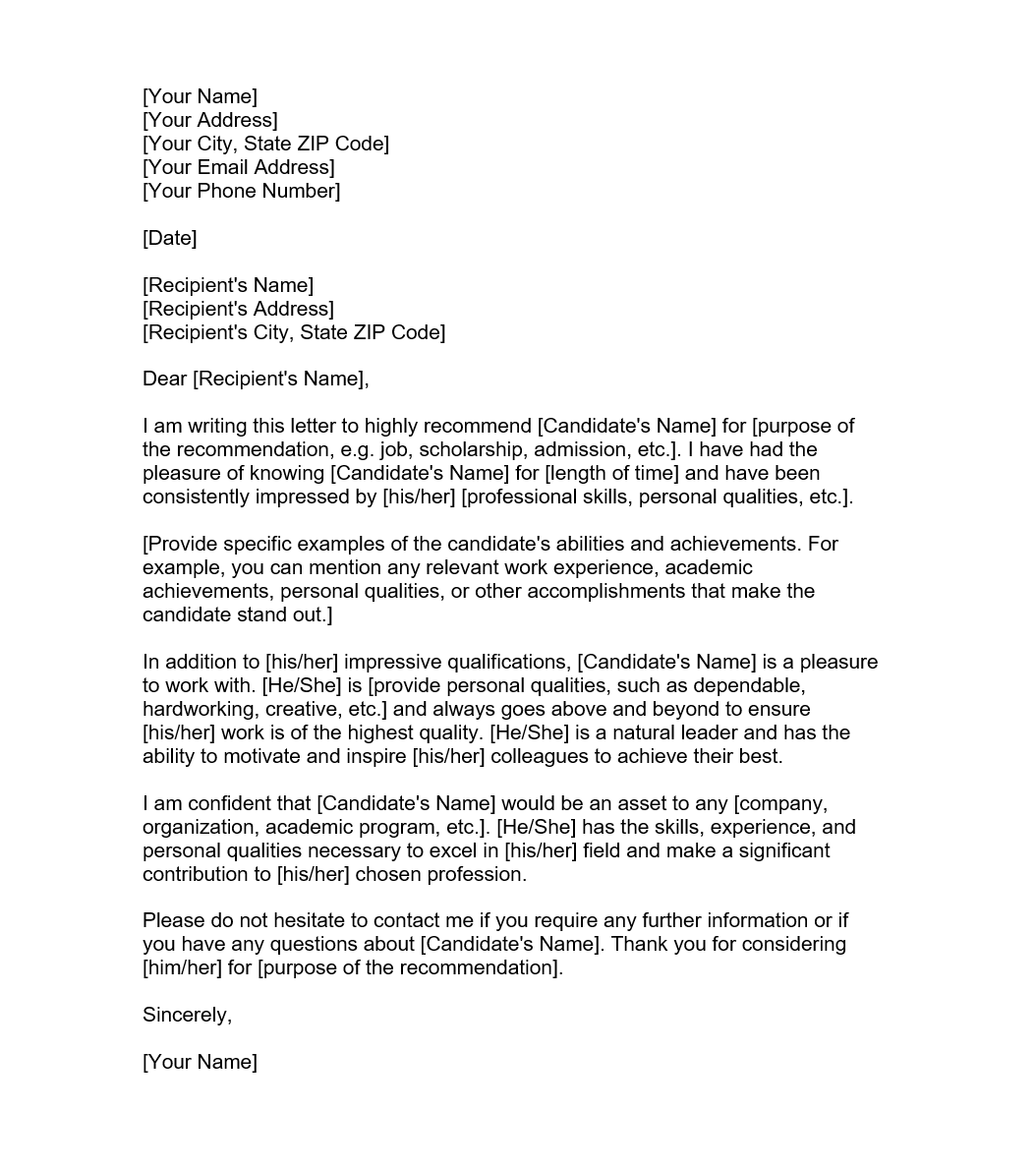 Personal Recommendation Letter Forms Docs 2023   Personal Recommendation Letter 