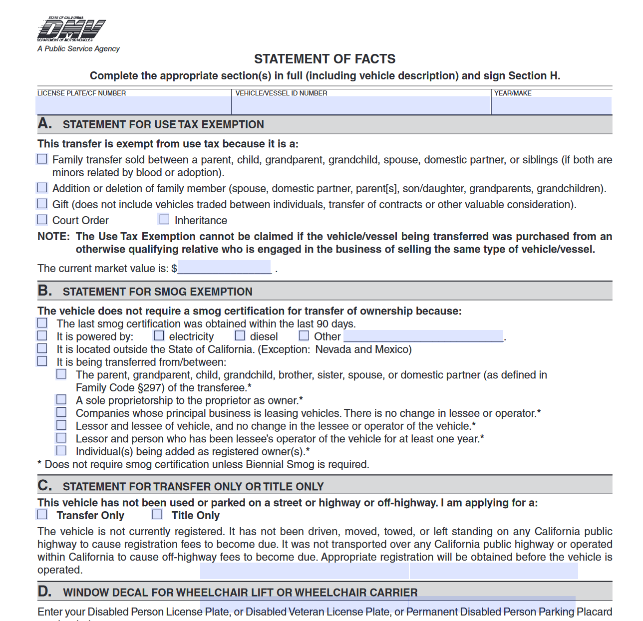 REG 256 Statement Of Facts Forms Docs 2023