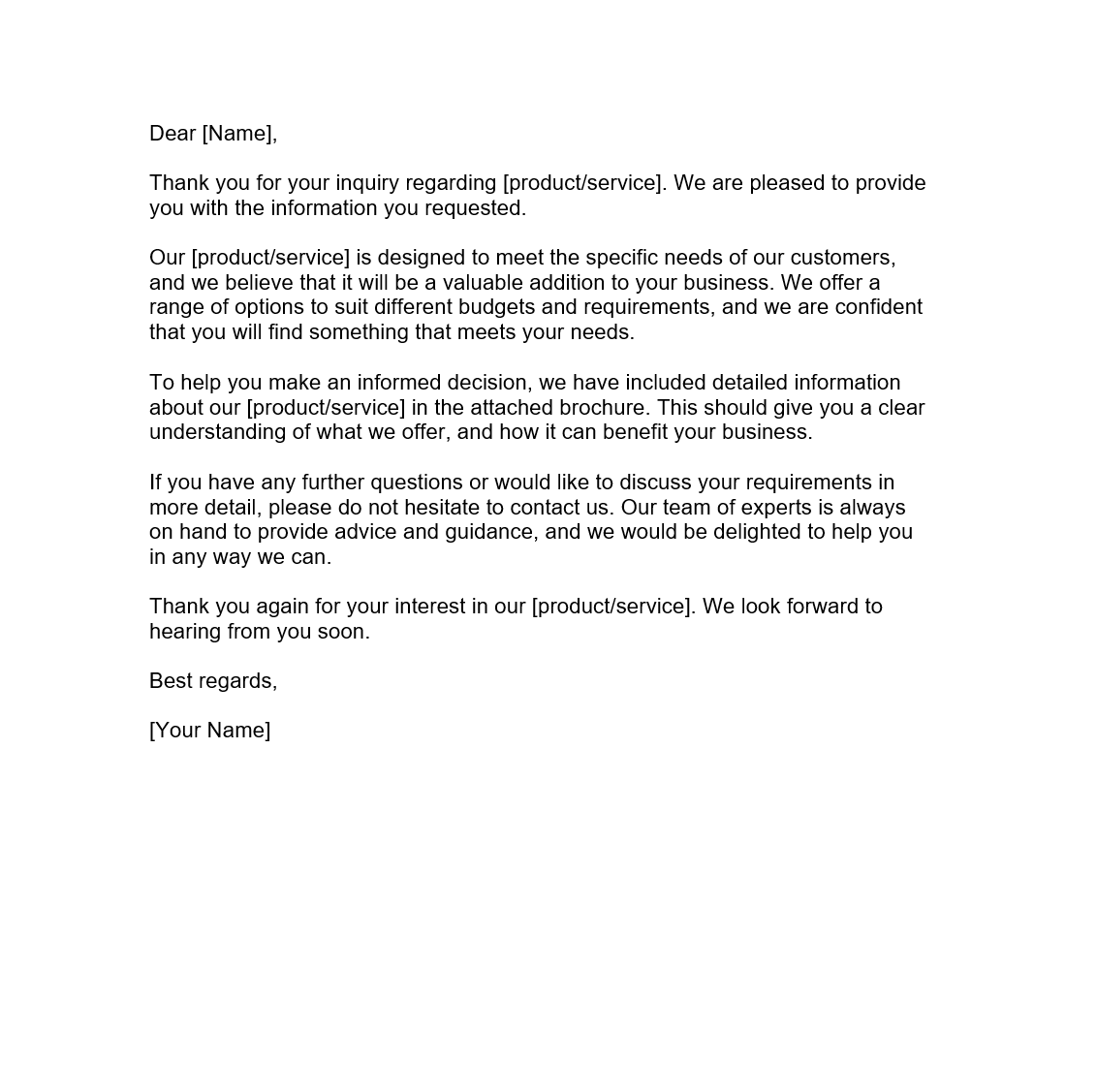 Reply Letter For Inquiry Forms Docs 2023
