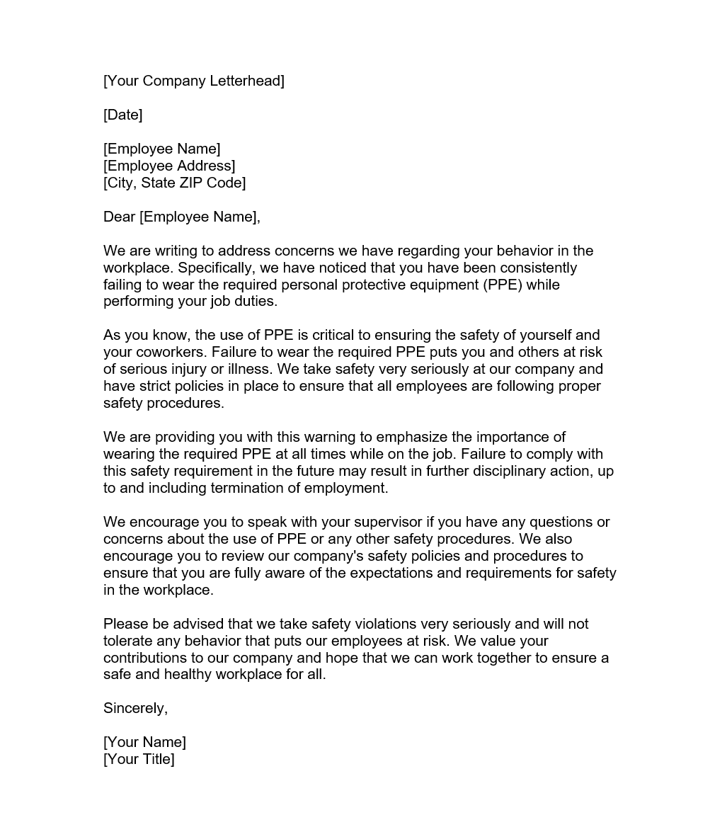 Safety Warning Letter Forms Docs 2023