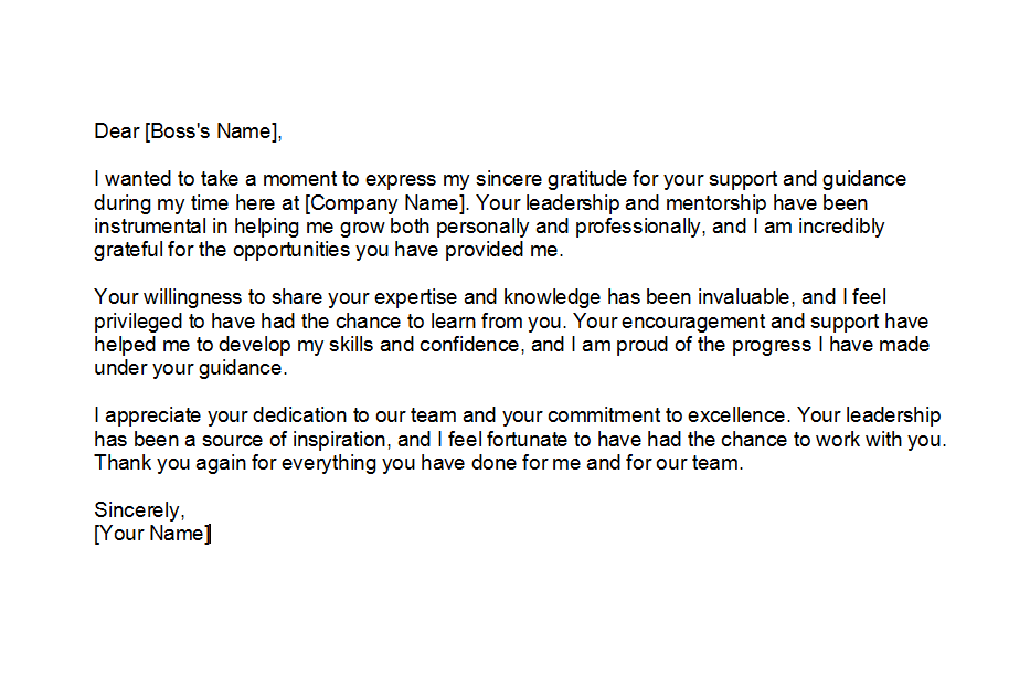 Thank You Letter To Boss Forms Docs 2023