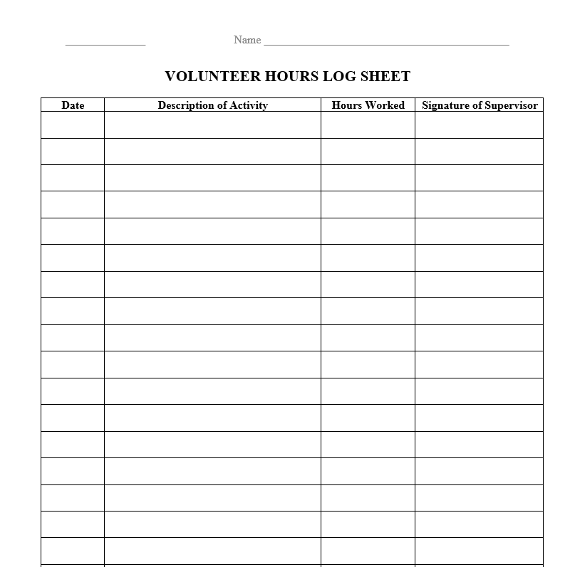 Free Printable Volunteer Hours Log Templates Excel PDF 45 OFF