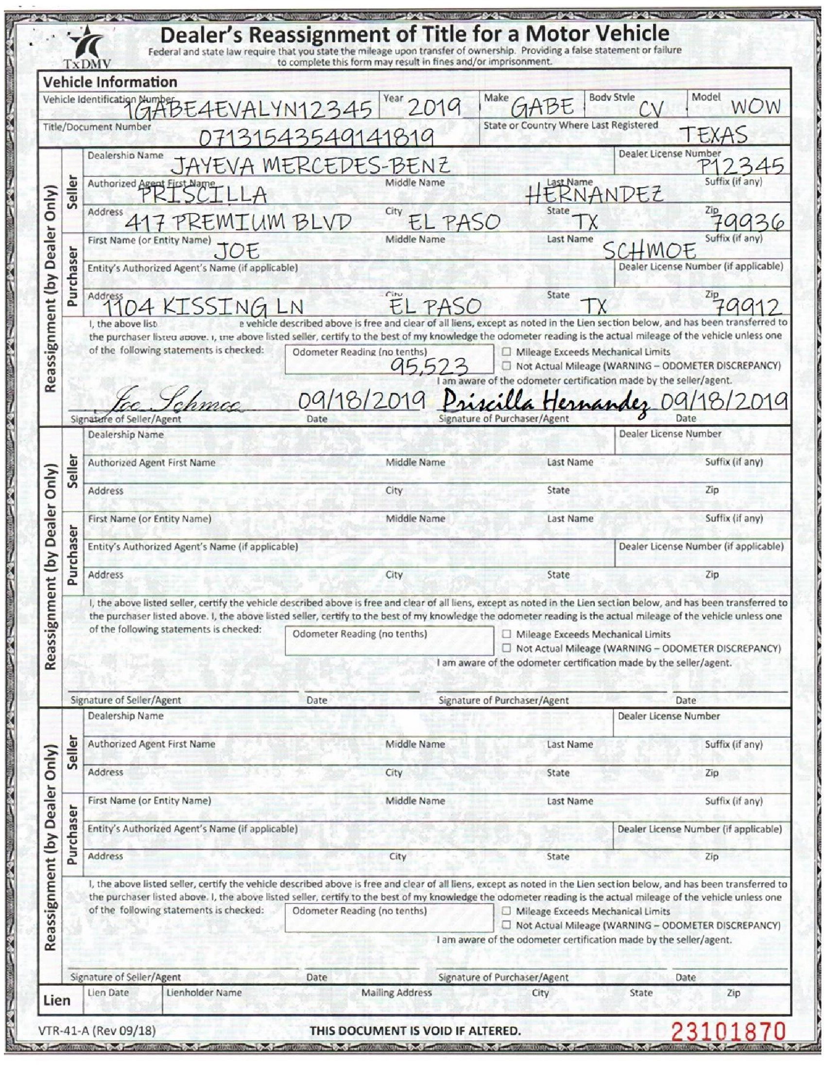 Colorado Dealer Reassignment Form