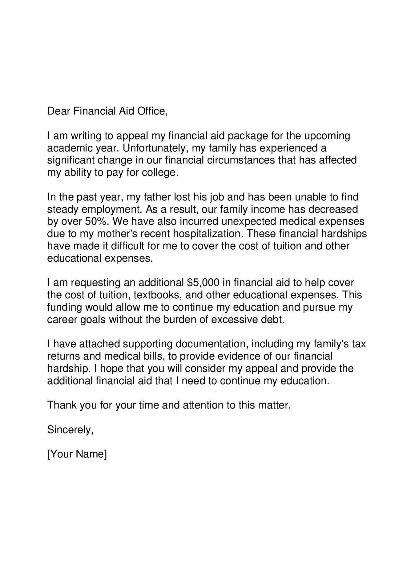 Writing A Financial Aid Appeal Letter Forms Docs 2023