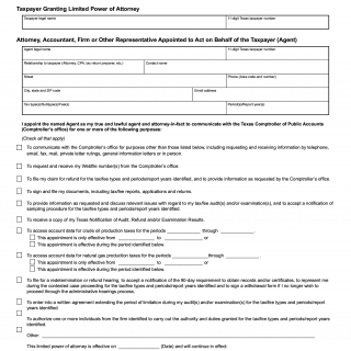 Form 01-137. Taxpayer Limited Power of Attorney