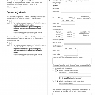 Form 1149. Application for sponsorship for Sponsored Family Visitors