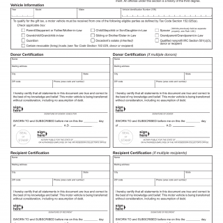 Form 14-317. Affidavit of Motor Vehicle Gift Transfer - Texas