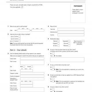 Form 1418. Application for a Visitor visa – Sponsored Family stream