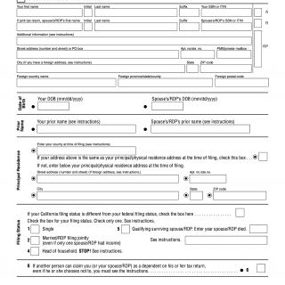 FTB Form 540 2EZ. California Resident Income Tax Return