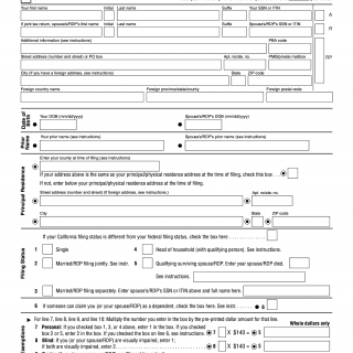 FTB Form 540. California Resident Income Tax Return