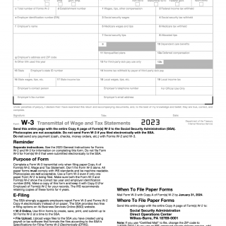 IRS Form W-3. Transmittal Of Wage And Tax Statements | Forms - Docs - 2023