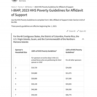 Form I-864P. 2023 HHS Poverty Guidelines for Affidavit of Support
